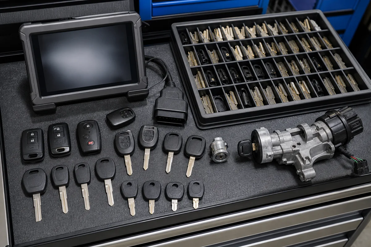 Mobile automotive locksmith assisting a Houston driver