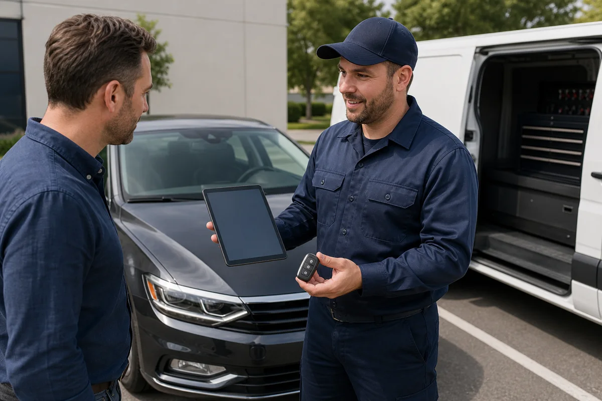 Automotive locksmith scheduling service with a Houston driver