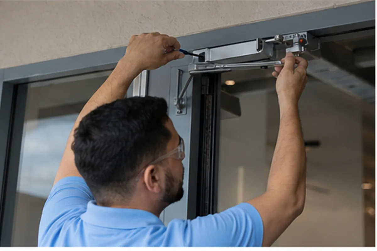Updated door hardware from a Houston locksmith project