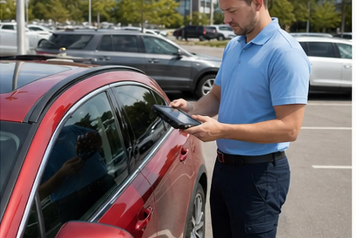 Automotive locksmith technician working on vehicle access in Houston TX
