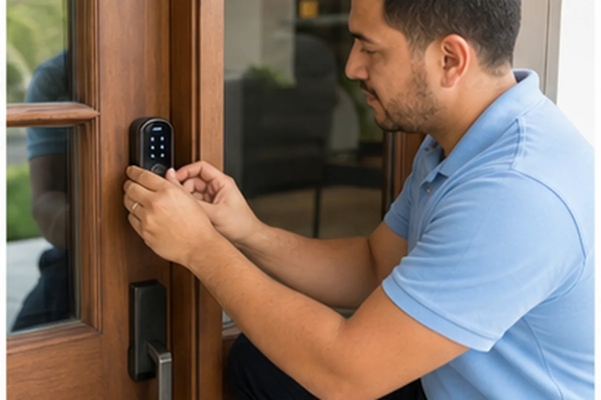 Residential smart lock installation in Houston TX